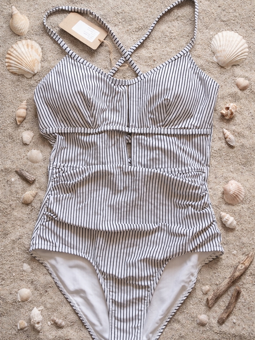 RIHOAS Striped One-Piece Swimsuit – Size Small (NWT) 🤍🖤